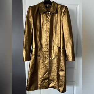 Copper metallic Leather coat by Just Cavalli